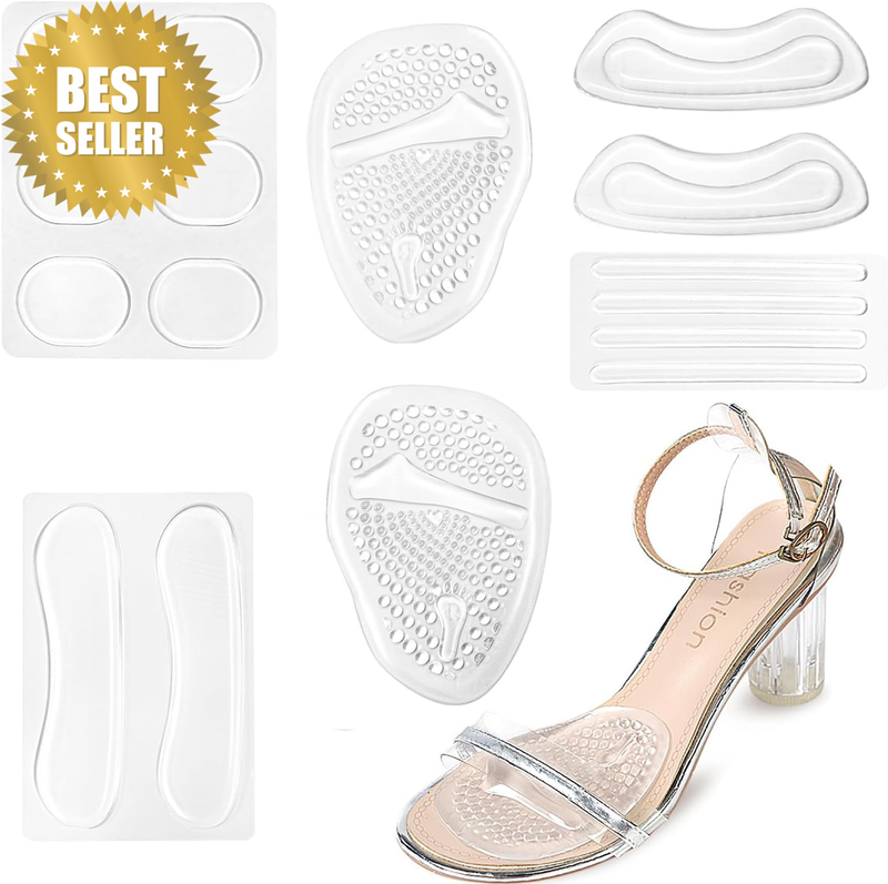 16 Pieces Clear Heel Pads, Non-Slip Shoe Inserts, for Women and Men