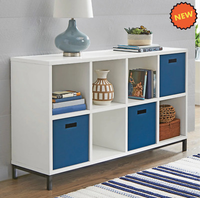 8 Cube Display Stand Organizer White Cubby Shelving Bookcase Vinyl Room Storage