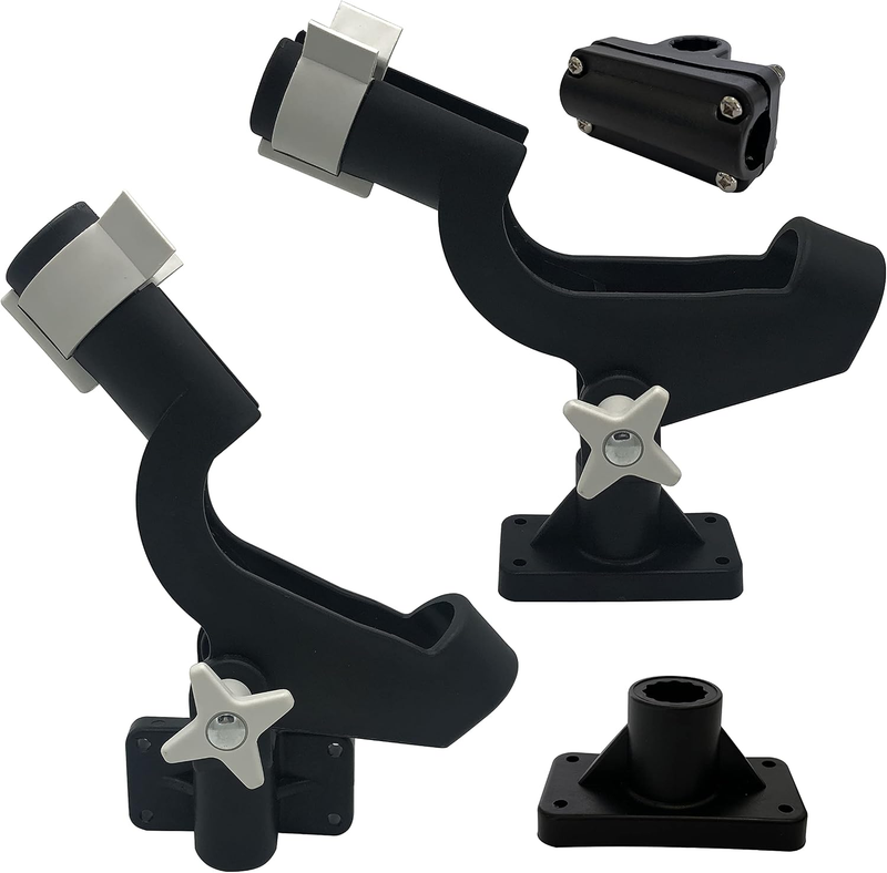 Twin Pack Rod Holder with 2 Side Mounts and 2 Bottom Mounts Adjustable Boat Fish
