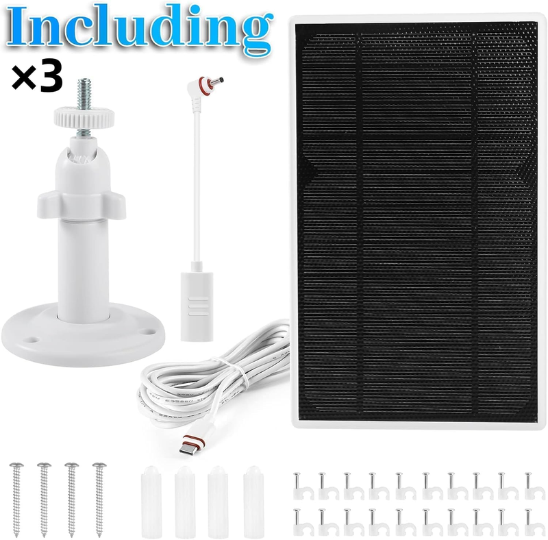 3 Pack Solar Panel Charger for Ring Security Camera, Compatible with Ring Spotli