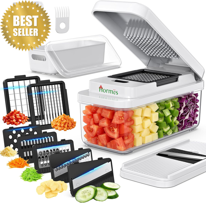 7-In-1 Vegetable Chopper, Mandoline Slicer with 1.7L Container, Bpa-Free Food Ch