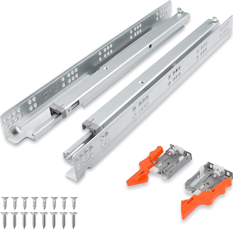 TOUCH Undermount Drawer Slides, Self-Soft Close (1 Pair, 21 Inch 533Mm) for 1/2
