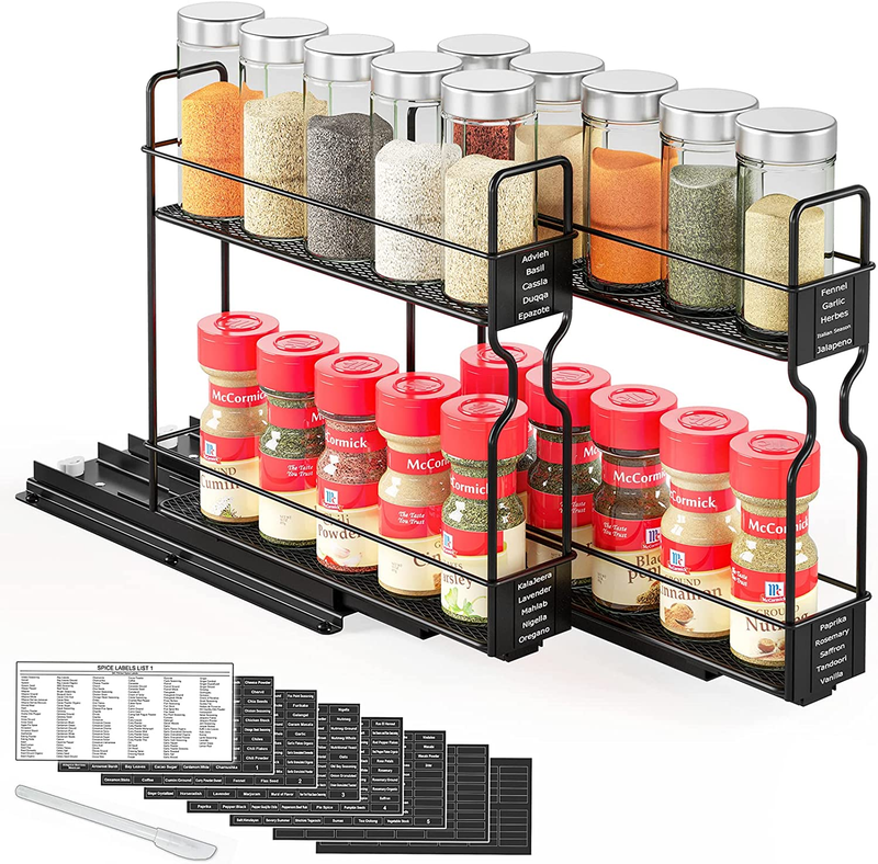 Pull Out Spice Rack Organizer for Cabinet, Heavy Duty Slide Out Seasoning Kitche