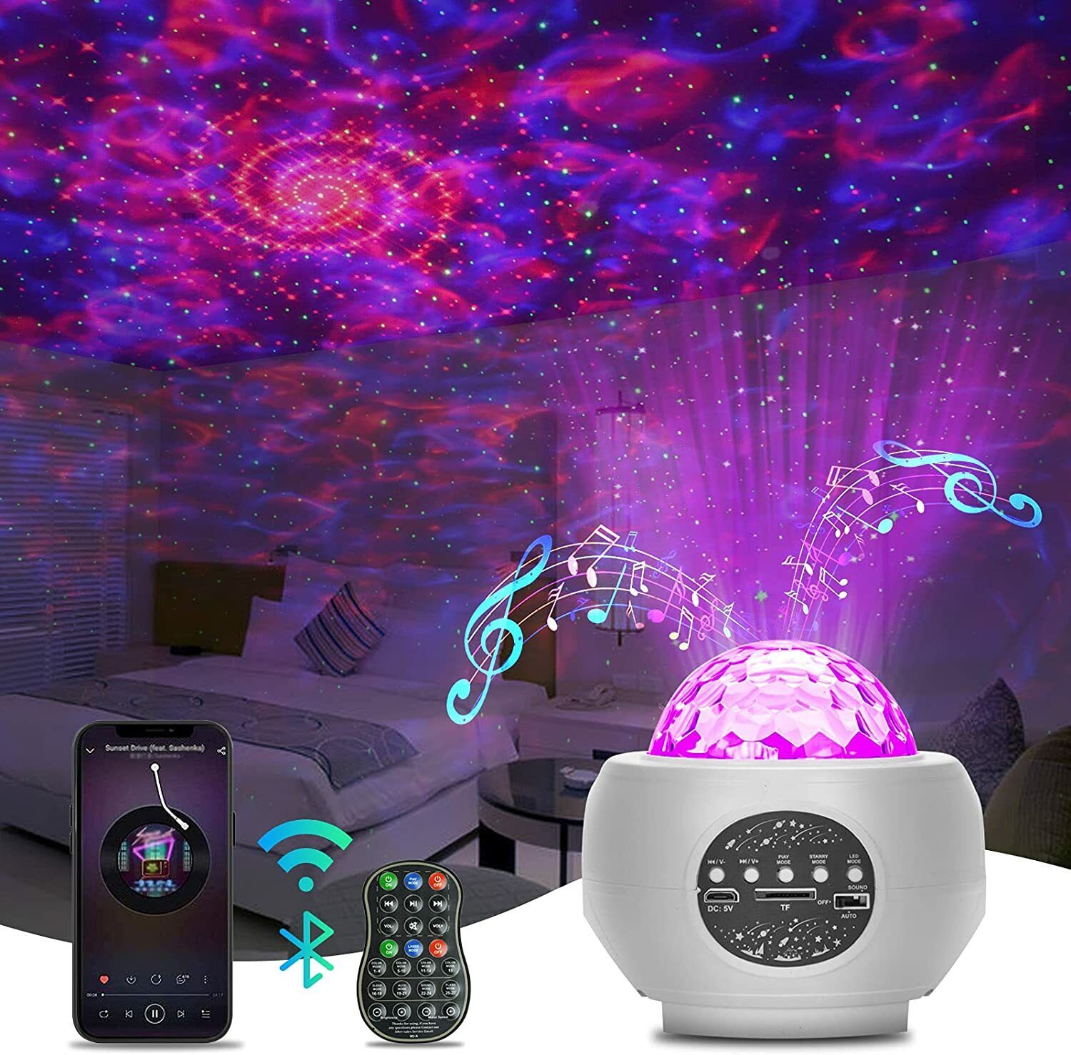Projector Galaxy Starry Sky Night Light Ocean Star Party Speaker LED Remote – ASA College: Florida