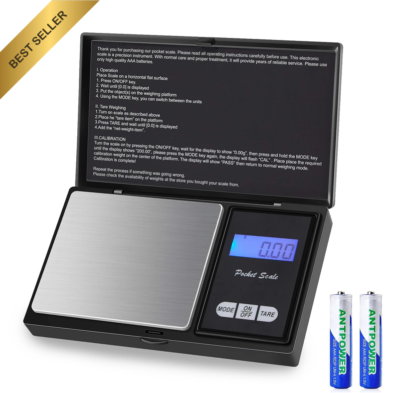 Digital Mini Pocket Scale 200g x 0.01g LCD Backlit Tare Stainless Steel Slim Des