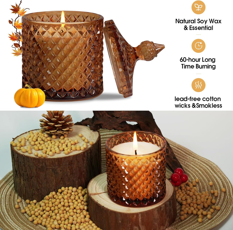 Pumpkin Spice Scented Candles,Sweet & Spicy Cinnamon Pumpkin Candles, Fall Scent