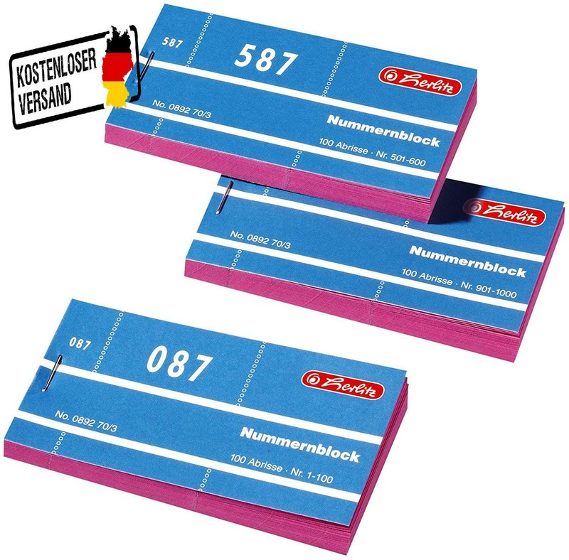 Herlitz 892703 Nummernblöcke 1-1000 Nummer 1-1000 10X100 Abrisse