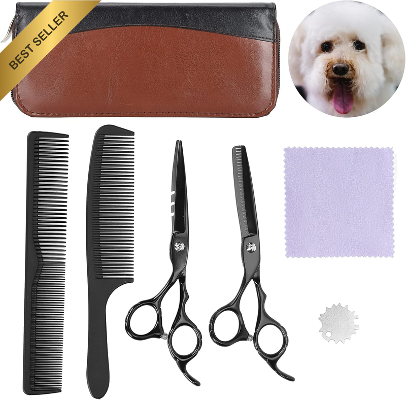 Pet Grooming Scissors Set, Professional Pet Trimmer Kit Stainless Steel Dog Cat