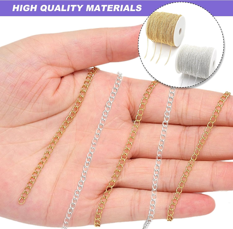 Silver Gold Chain for Jewelry Making 66 Feet Necklace Bracelet Jewellery Making