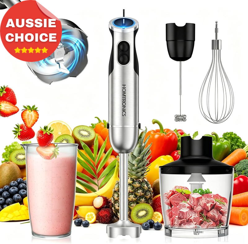1100W Electric Hand Blender 12 Speed Immersion Mixer Set Chopper Whisk Frother