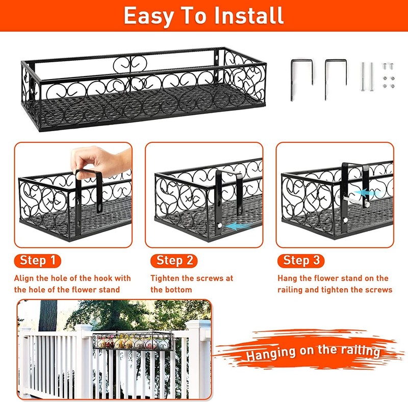 Hanging Planter Plant Pots Garden Fence Balcony Railing Flower Pot Supplies Pati