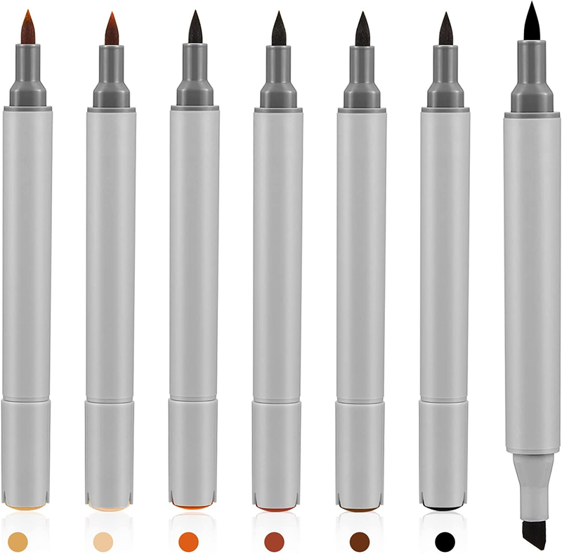 6 Pack Dual Tip Leather Dye Marker Pens Leather Touch up Pen Shoe Marker Leathe