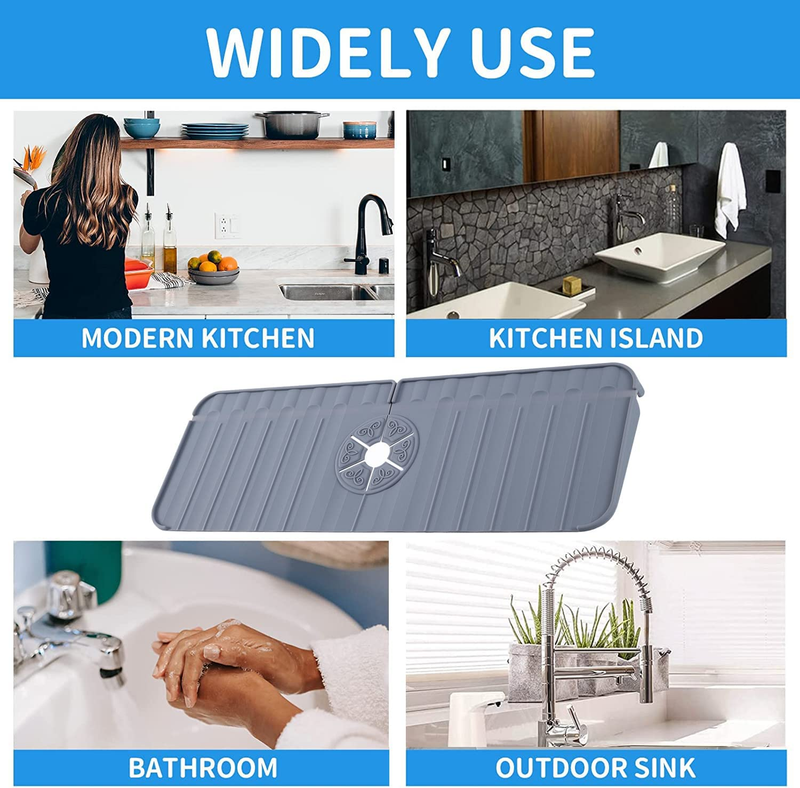 Silicone Faucet Splash Guard, Faucet Water Catcher Sink Mat for Kitchen, Bathroo