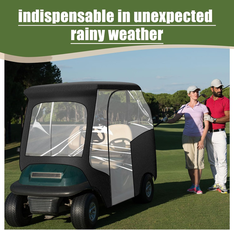 2 Person Golf Cart Enclosure 600D with 2 Door Zippers, Golf Cart Accessories Por