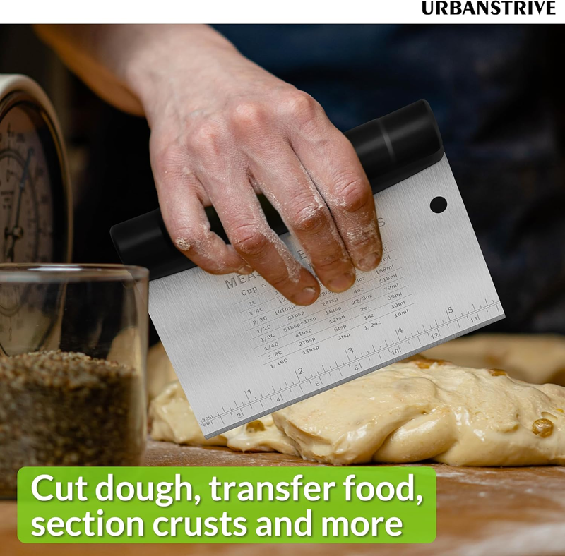 Bench Scraper for Baking, Stainless Steel Dough Cutter and Scraper Tool Kitchen,
