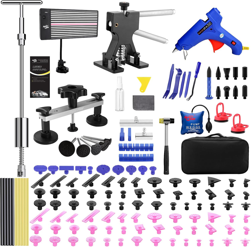 Auto Paintless Dent Removal Kit with LED Line Dent Board,Auto Body Dent Puller C