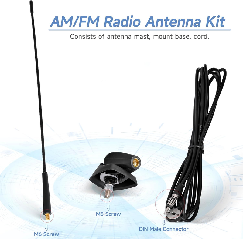 Waterproof Marine Boat Radio Antenna 18 Inch, AM/FM Stereo Antenna Mast Replacem