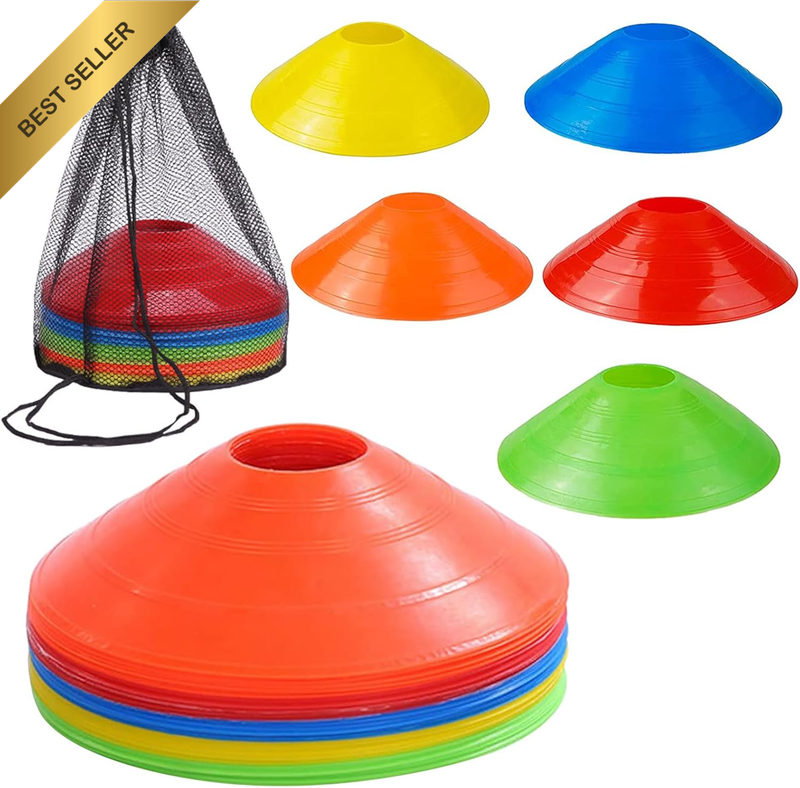 20PC Agility Field Cones Markers Disc Net Bag Pro Cones Low Profile