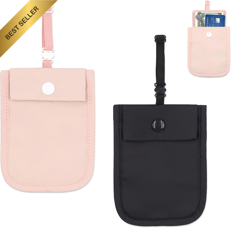 2 Pieces Undercover Bra Wallet, Hidden Wallet for Women, Washable Travel Pouches