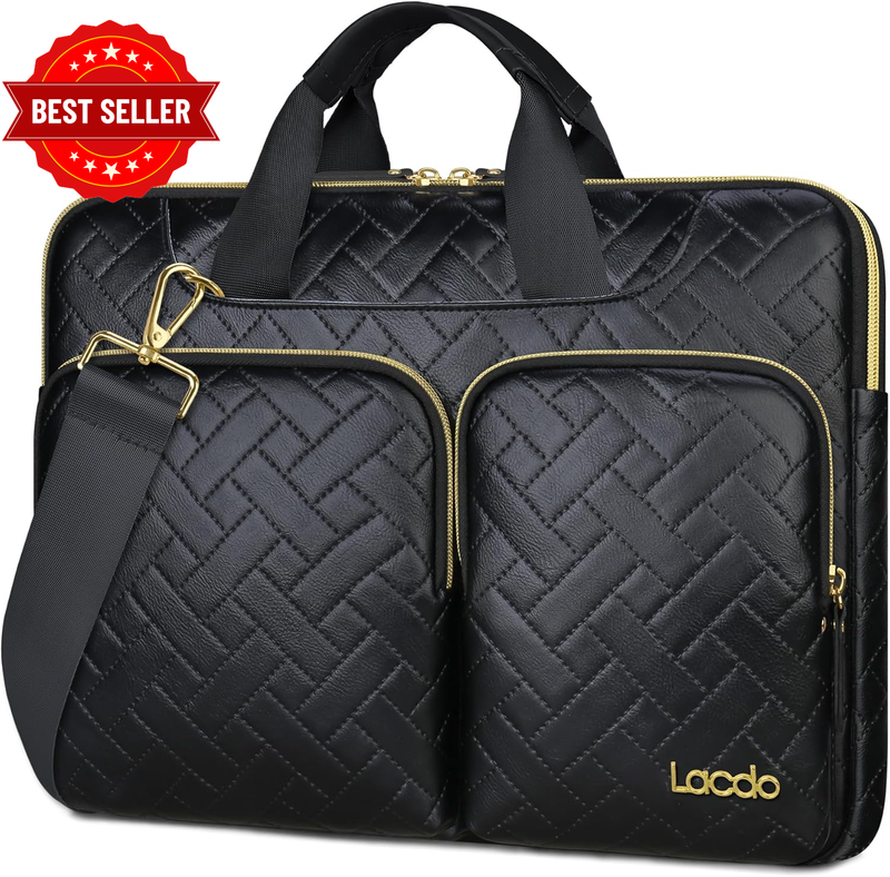 13-16 Inch 360° Protective Leather Laptop Shoulder Bag