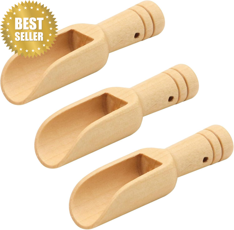 Mini Wooden Scoop Mini Wooden Scoops Salt Spoon for Salts Essential, Pack of 3