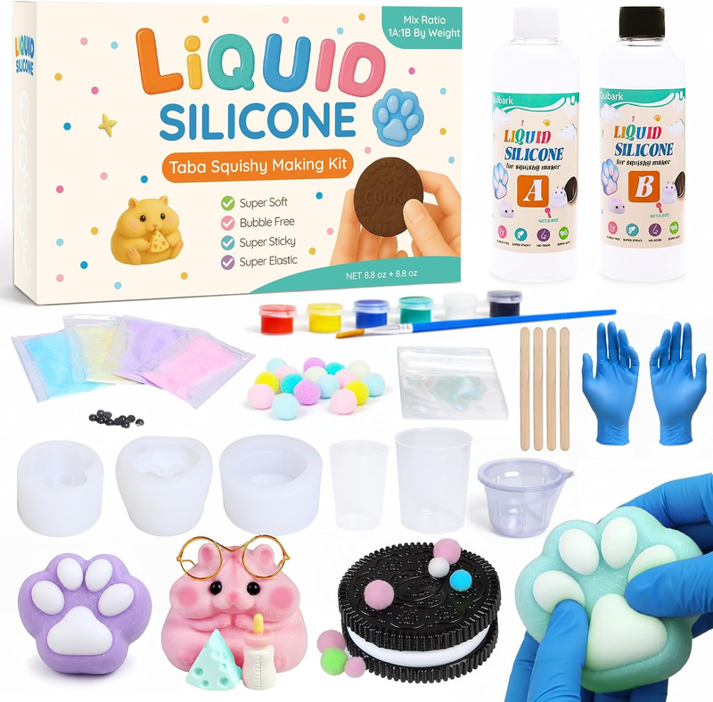 Taba Squishy Kit–Fun Fufu Squishy Making Kit with 18OZ 1:1 AB Liquid Silicone, C