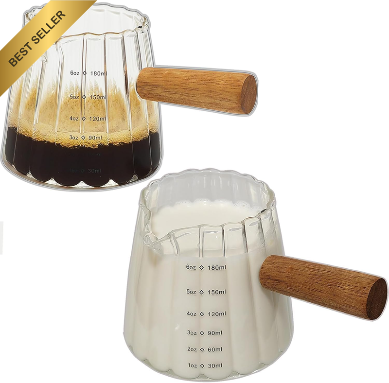 6Oz/180Ml Espresso Shot Glass with Wood Handle, Espresso Accessories, Single Spo