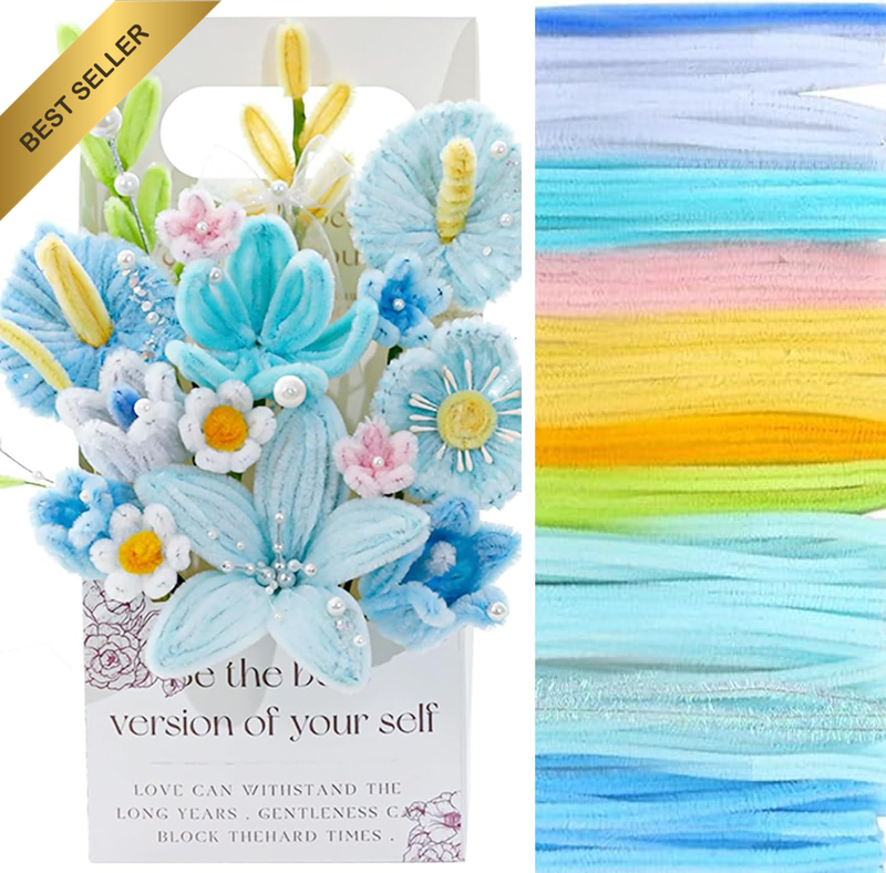 Yellow Sunflower Pipe Cleaners Craft Kit Pastel Chenille Stems Flower Set