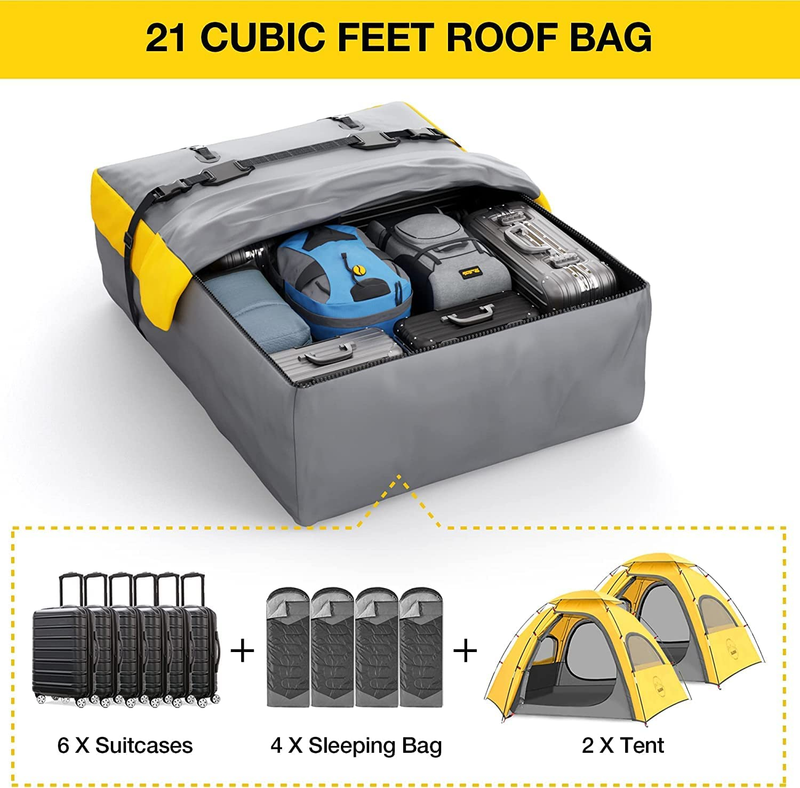 Car Roof Bag Rooftop Cargo Carrier, 21 Cubic Feet Waterproof Roof Luggage Cargo