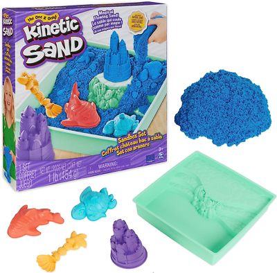 Kinetic Sand Set: 1lb Blue Sand, Storage, Molds, Tools - Sensory Toys, Ages  3+