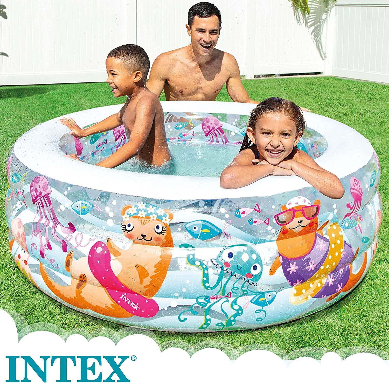 PISCINA BABY CON FONDO MORBIDO AQUARIUM Ø 152 x h. 56 cm INTEX PER BAMBINI BIMBI