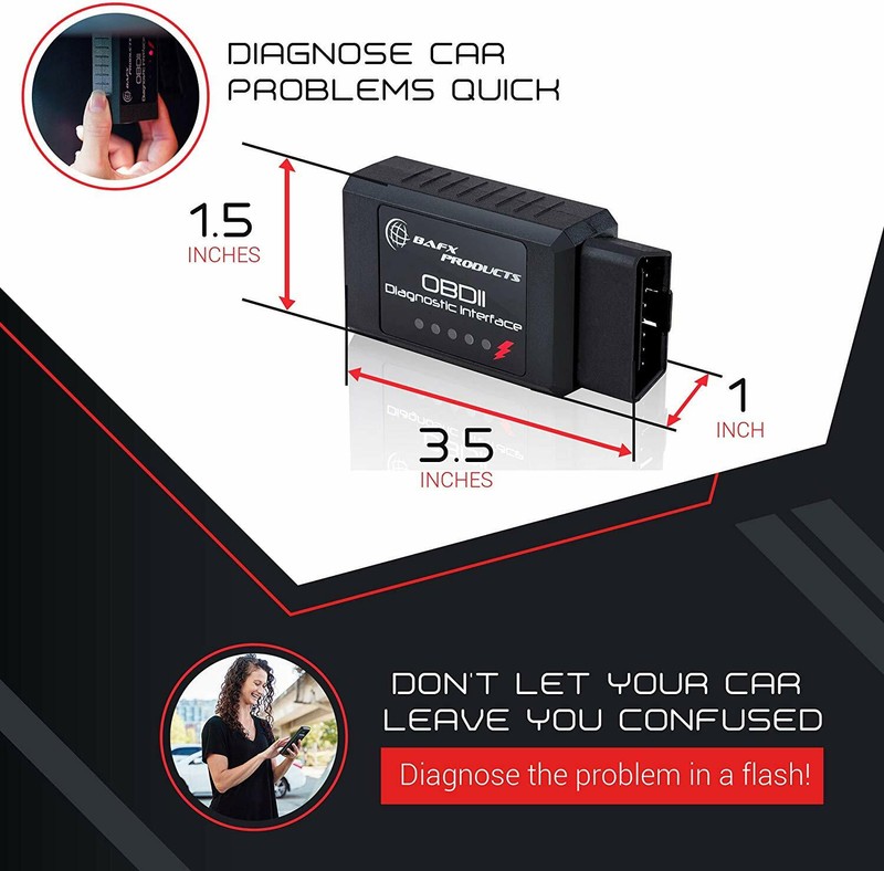 BAFX Products - Bluetooth OBD2 OBDII Car Diagnostic Code Reader Scanner