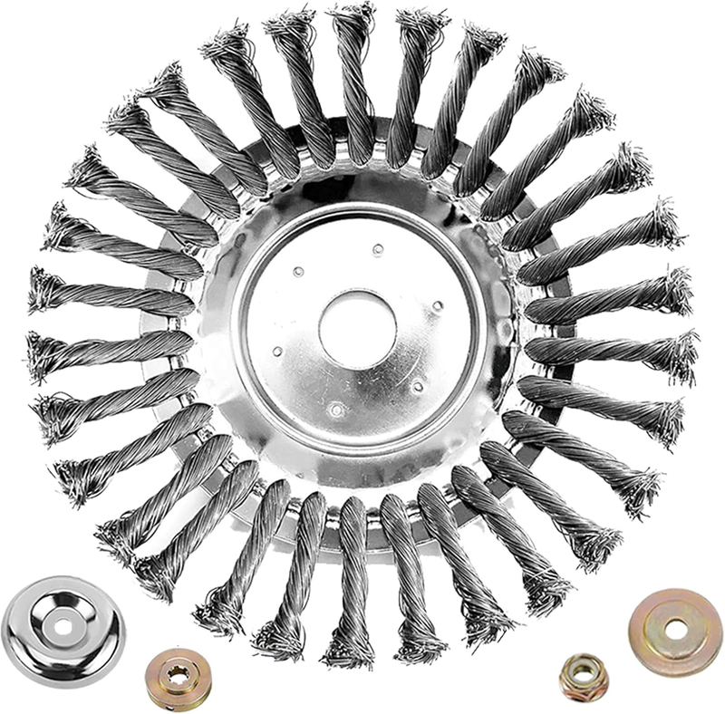 Wire Weed Wheel Brush Cutter Trimmer Head 8 Inch Steel for Lawn Patio Driveway