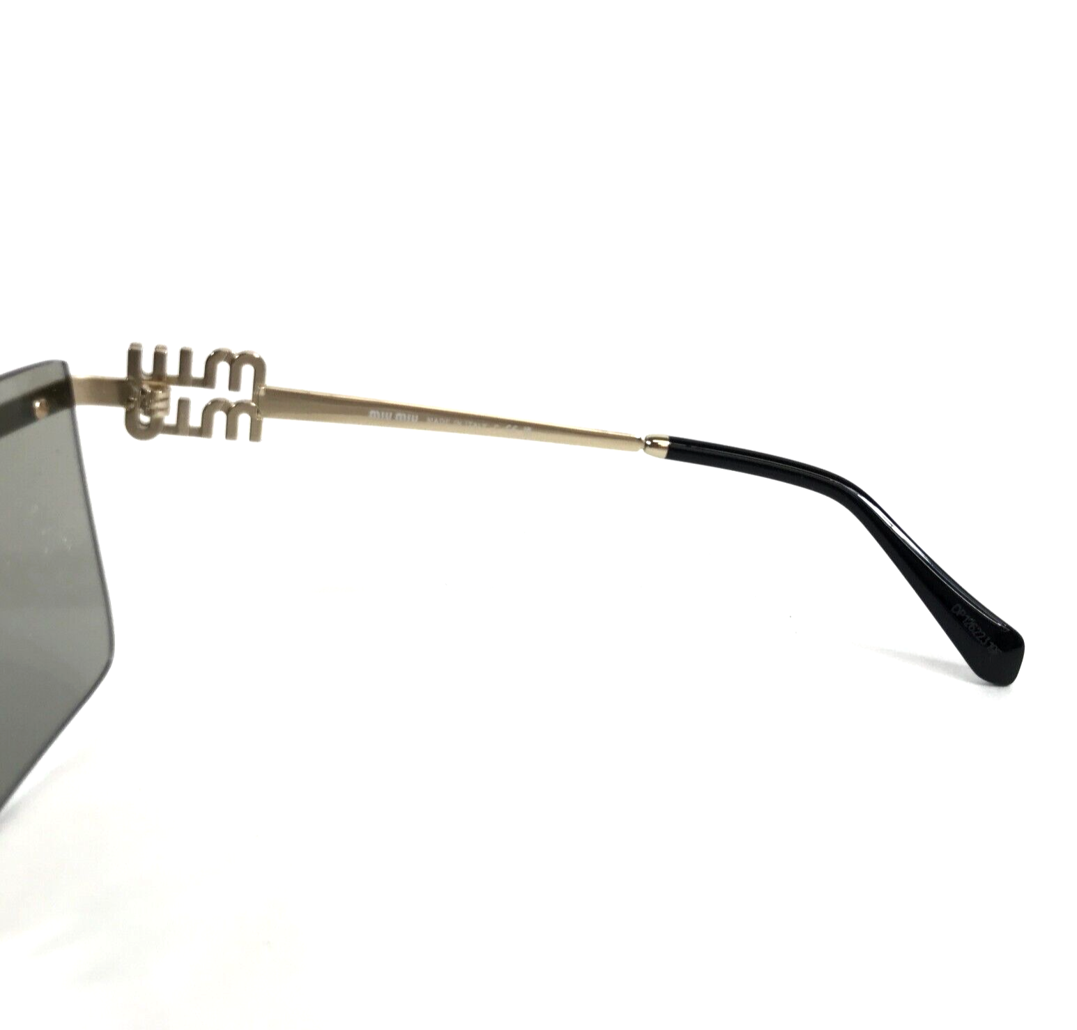 Pre-owned Miu Miu Sunglasses Smu50z Zvn-112 Pale Gold Frames With Light Grey Shield Lens In Gray