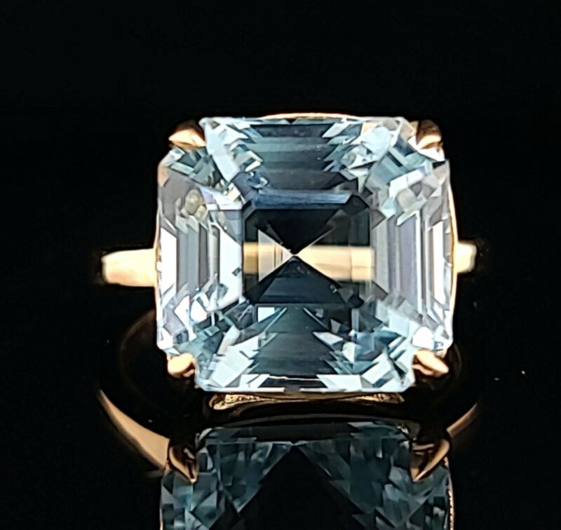 Tiffany & Co 18k Yellow Gold  Engagement Ring Natural Aquamarine Radiant Gia 