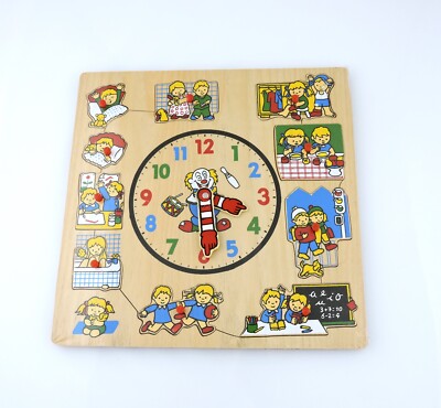 The Learning Journey Lift & Learn Tell Time Clock Wooden Puzzle New 