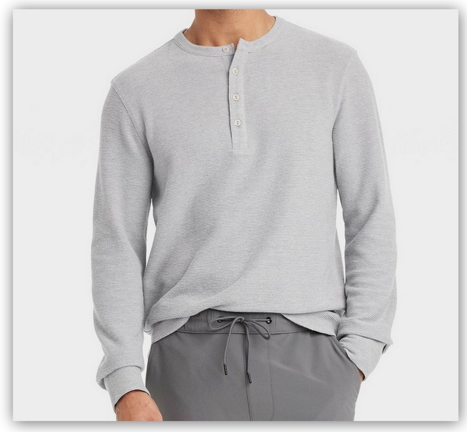 Long Sleeve Textured 4 Button HENLEY Shirts Goodfellow Purple/Blue/Heather Gray