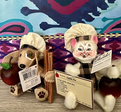 2022 ANNALEE ~ 4'' ~ ''Apple Pie Chef Kitty'' & Apple Spice Pup NWT