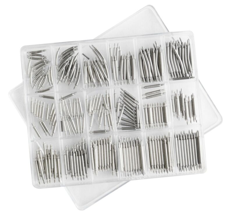 300 Pc. Stainless Steel Curved & Straight Spring Bar Assortment Box 9-30 Mm Set
