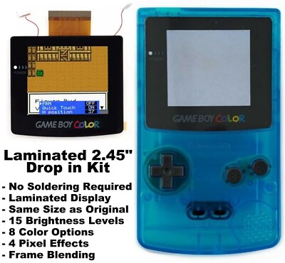 Game Boy Color Laminated IPS Backlight NO SOLDER 2.45 Drop in Kit - Gameboy GBC