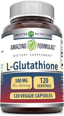 Amazing Formulas L-Glutathione 500 Mg 120 Veggie Capsules | Non-GMO | Gluten... 