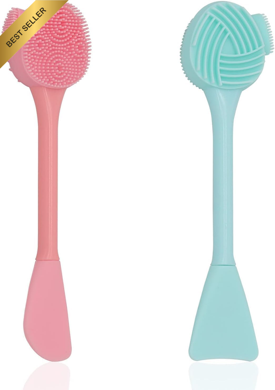 2 Pack Silicone Face Scrubber, 4 in 1 Facial Cleansing Brush, Handheld Face Wash