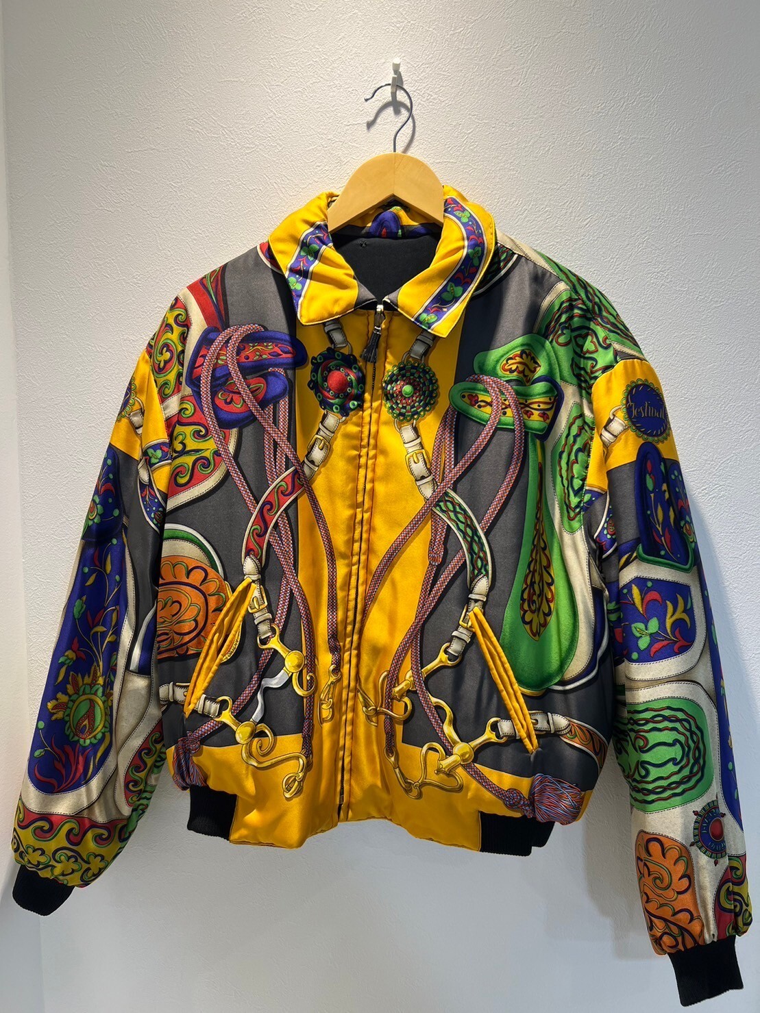Authentic Hermes Vintage Reversible Bomber Jacket Silk Size Authentic Hermes Vintage Reversible Bomber Jacket Silk Size