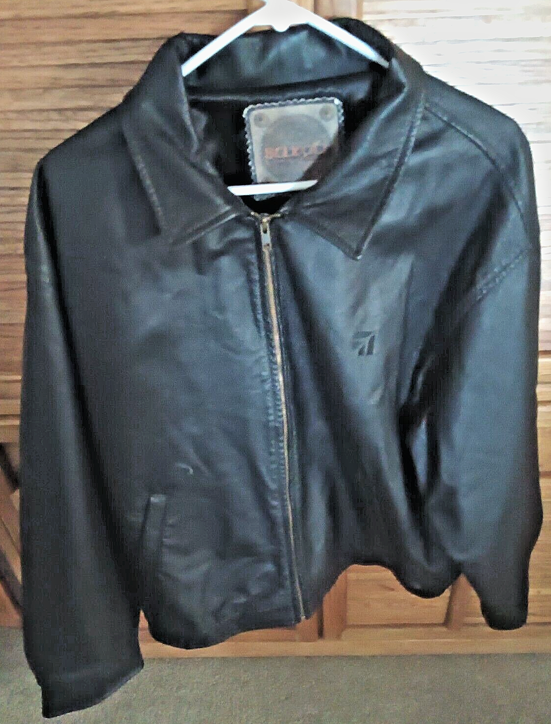 Saxon Leather Jacket Mens Large Bomber Biker Full Zip | eBay
