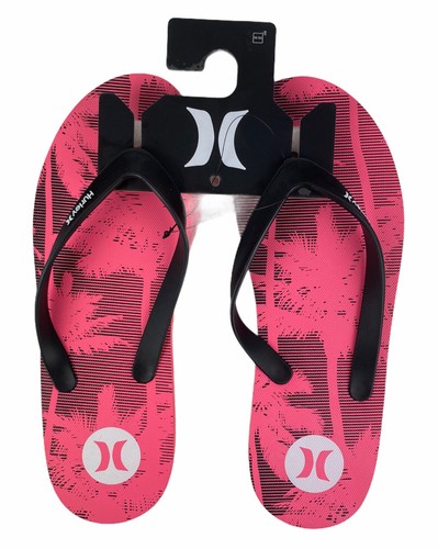 

Hurley Tropical Palm Tree Мужские Вьетнамки Сандалии Стринги Розовый Черный HFS0005-691, Thong