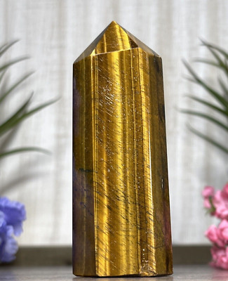 TIGER'S EYE TOWER - Mineral Yellow Brown Tiger Point Charka Crystal Witch Decor