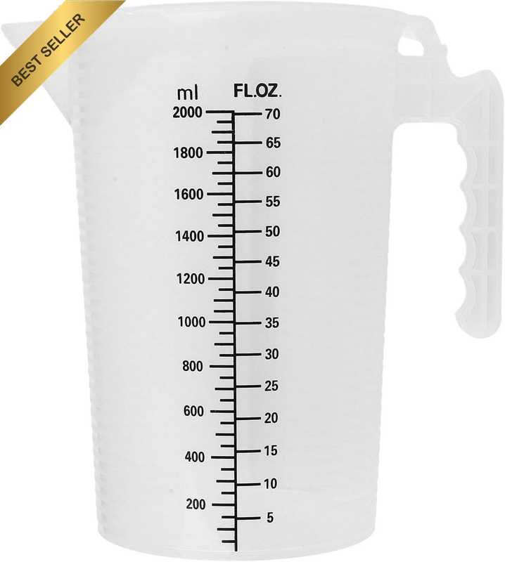 2L Measuring Cup with Handle, Clear Liquid Container for Kitchen, Lab & Home