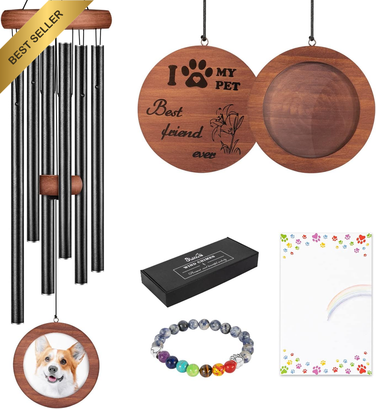 Pet Memorial Gifts, 30" Pet Memorial Wind Chimes with DIY Chime, Dog Memorial Gi