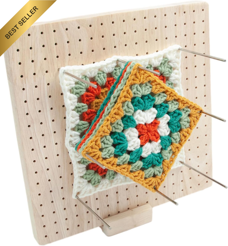 Wooden Crochet Blocking Board, 9.25 Inch, with 20 Pins | Reusable Wooden Blockin