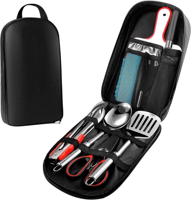Camping Cooking Utensils Set, 9Pcs Camping Kitchen Utensils Organizer Travel Set